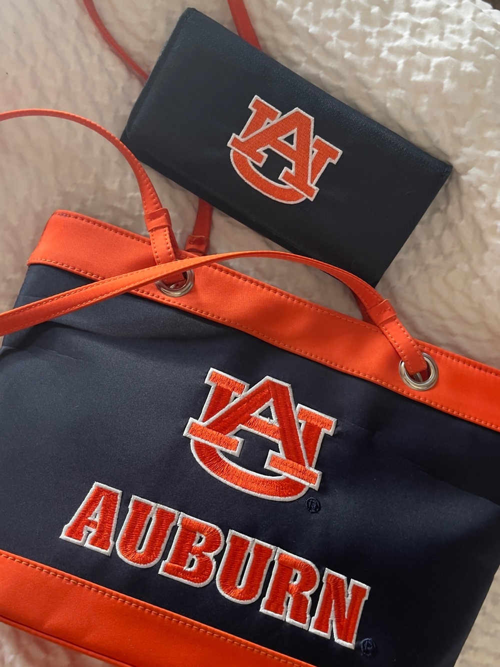 Auburn Navy and Orange Logo Tote Bag and Wallet Bundle NWOT